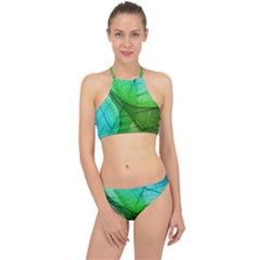 Sunlight Filtering Through Transparent Leaves Green Blue Halter Bikini Set by Ket1n9