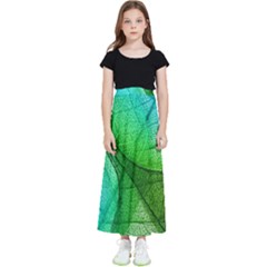 Sunlight Filtering Through Transparent Leaves Green Blue Kids  Flared Maxi Skirt by Ket1n9