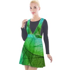 Sunlight Filtering Through Transparent Leaves Green Blue Plunge Pinafore Velour Dress by Ket1n9