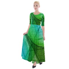 Sunlight Filtering Through Transparent Leaves Green Blue Half Sleeves Maxi Dress by Ket1n9