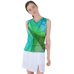 Sunlight Filtering Through Transparent Leaves Green Blue Women s Sleeveless Sports Top by Ket1n9