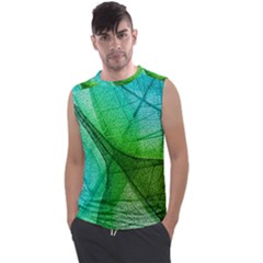 Sunlight Filtering Through Transparent Leaves Green Blue Men s Regular Tank Top by Ket1n9