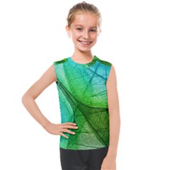 Sunlight Filtering Through Transparent Leaves Green Blue Kids  Mesh Tank Top by Ket1n9