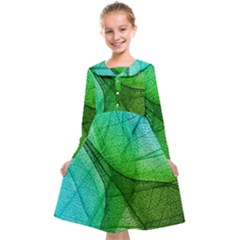 Sunlight Filtering Through Transparent Leaves Green Blue Kids  Midi Sailor Dress by Ket1n9