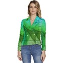 Sunlight Filtering Through Transparent Leaves Green Blue Women s Long Sleeve Revers Collar Cropped Jacket View1