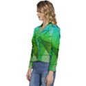 Sunlight Filtering Through Transparent Leaves Green Blue Women s Long Sleeve Revers Collar Cropped Jacket View2