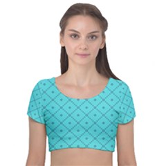 Pattern-background-texture Velvet Short Sleeve Crop Top  by Ket1n9