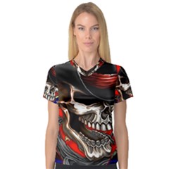 Confederate Flag Usa America United States Csa Civil War Rebel Dixie Military Poster Skull V-Neck Sport Mesh T-Shirt