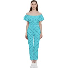 Pattern-background-texture Bardot Ruffle Jumpsuit