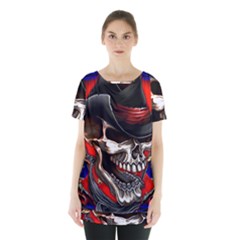 Confederate Flag Usa America United States Csa Civil War Rebel Dixie Military Poster Skull Skirt Hem Sports Top