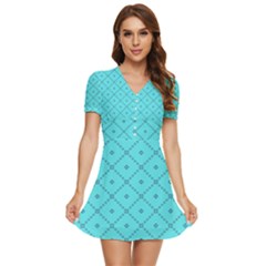 Pattern-background-texture V-neck High Waist Chiffon Mini Dress by Ket1n9