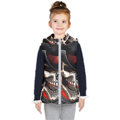 Confederate Flag Usa America United States Csa Civil War Rebel Dixie Military Poster Skull Kids  Hooded Puffer Vest