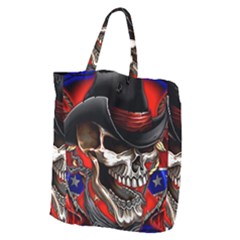 Confederate Flag Usa America United States Csa Civil War Rebel Dixie Military Poster Skull Giant Grocery Tote