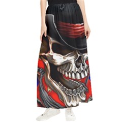 Confederate Flag Usa America United States Csa Civil War Rebel Dixie Military Poster Skull Maxi Chiffon Skirt