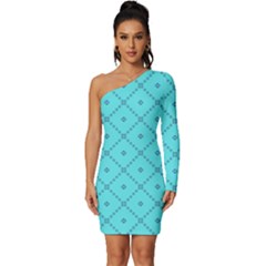 Pattern-background-texture Long Sleeve One Shoulder Mini Dress by Ket1n9