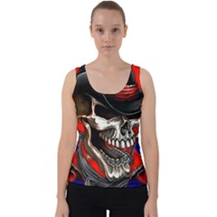 Confederate Flag Usa America United States Csa Civil War Rebel Dixie Military Poster Skull Velvet Tank Top