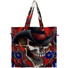 Confederate Flag Usa America United States Csa Civil War Rebel Dixie Military Poster Skull Canvas Travel Bag