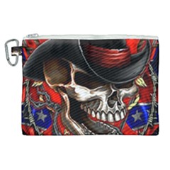 Confederate Flag Usa America United States Csa Civil War Rebel Dixie Military Poster Skull Canvas Cosmetic Bag (XL)