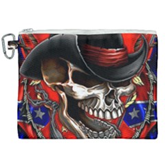 Confederate Flag Usa America United States Csa Civil War Rebel Dixie Military Poster Skull Canvas Cosmetic Bag (XXL)