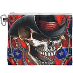 Confederate Flag Usa America United States Csa Civil War Rebel Dixie Military Poster Skull Canvas Cosmetic Bag (XXXL)