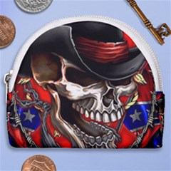 Confederate Flag Usa America United States Csa Civil War Rebel Dixie Military Poster Skull Horseshoe Style Canvas Pouch