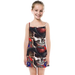 Confederate Flag Usa America United States Csa Civil War Rebel Dixie Military Poster Skull Kids  Summer Sun Dress