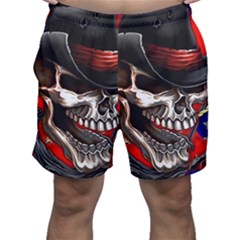 Confederate Flag Usa America United States Csa Civil War Rebel Dixie Military Poster Skull Men s Shorts