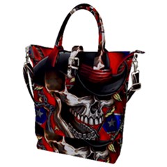 Confederate Flag Usa America United States Csa Civil War Rebel Dixie Military Poster Skull Buckle Top Tote Bag