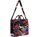 Confederate Flag Usa America United States Csa Civil War Rebel Dixie Military Poster Skull Square Shoulder Tote Bag View2