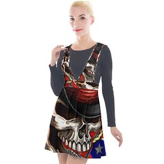 Confederate Flag Usa America United States Csa Civil War Rebel Dixie Military Poster Skull Plunge Pinafore Velour Dress