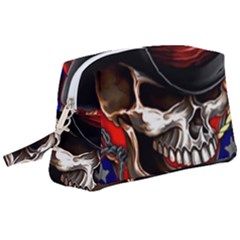 Confederate Flag Usa America United States Csa Civil War Rebel Dixie Military Poster Skull Wristlet Pouch Bag (Large)