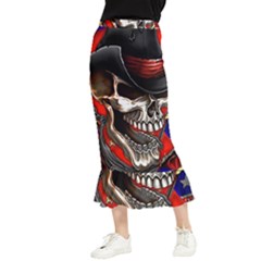 Confederate Flag Usa America United States Csa Civil War Rebel Dixie Military Poster Skull Maxi Fishtail Chiffon Skirt