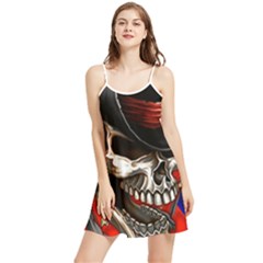 Confederate Flag Usa America United States Csa Civil War Rebel Dixie Military Poster Skull Summer Frill Dress by Ket1n9