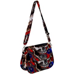 Confederate Flag Usa America United States Csa Civil War Rebel Dixie Military Poster Skull Saddle Handbag by Ket1n9