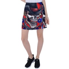 Confederate Flag Usa America United States Csa Civil War Rebel Dixie Military Poster Skull Tennis Skirt