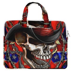 Confederate Flag Usa America United States Csa Civil War Rebel Dixie Military Poster Skull MacBook Pro 16  Double Pocket Laptop Bag 