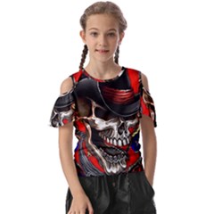 Confederate Flag Usa America United States Csa Civil War Rebel Dixie Military Poster Skull Kids  Butterfly Cutout T-Shirt