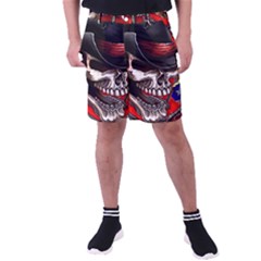 Confederate Flag Usa America United States Csa Civil War Rebel Dixie Military Poster Skull Men s Pocket Shorts