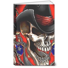 Confederate Flag Usa America United States Csa Civil War Rebel Dixie Military Poster Skull 8  X 10  Hardcover Notebook