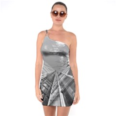 Architecture-skyscraper One Shoulder Ring Trim Bodycon Dress by Ket1n9