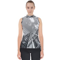 Architecture-skyscraper Mock Neck Shell Top by Ket1n9