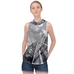 Architecture-skyscraper High Neck Satin Top by Ket1n9