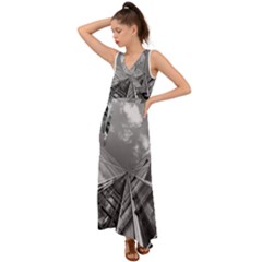 Architecture-skyscraper V-neck Chiffon Maxi Dress by Ket1n9