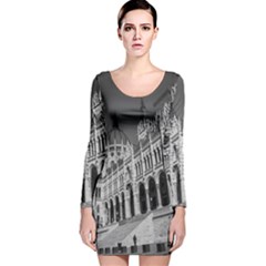 Architecture-parliament-landmark Long Sleeve Velvet Bodycon Dress by Ket1n9