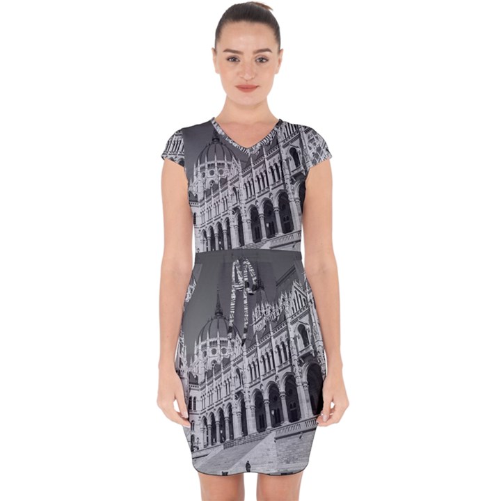 Architecture-parliament-landmark Capsleeve Drawstring Dress 