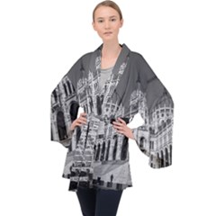 Architecture-parliament-landmark Long Sleeve Velvet Kimono  by Ket1n9