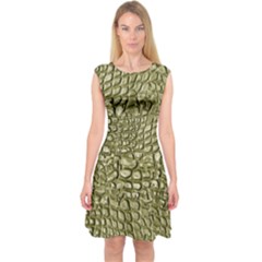 Aligator-skin Capsleeve Midi Dress by Ket1n9