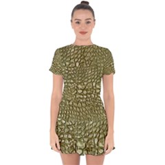 Aligator-skin Drop Hem Mini Chiffon Dress by Ket1n9