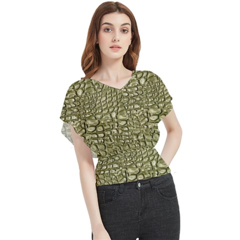 Aligator-skin Butterfly Chiffon Blouse by Ket1n9