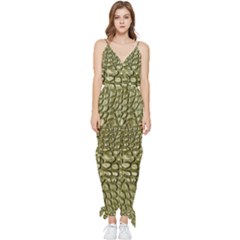 Aligator-skin Sleeveless Tie Ankle Chiffon Jumpsuit by Ket1n9